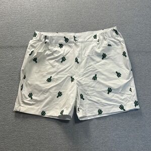 Golf Gentry Golf Shorts Mens Small White Cactus Print Performance Flat Front